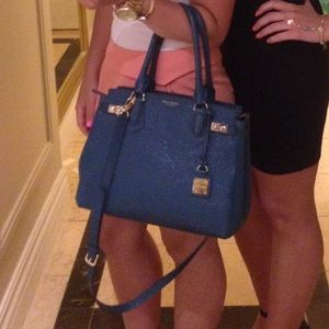 Henri Bendel CARLYLE SATCHEL-CAVIAR in color AQUA